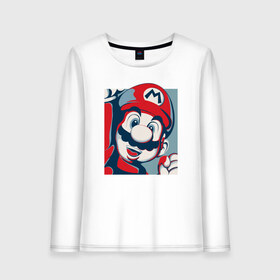 Женский лонгслив хлопок с принтом MARIO в городе Новоалтайск, 100% хлопок |  | luigi | mario | super | super mario | братья марио | денди | луиджи | марио | марио денди | супер марио