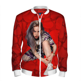 Мужской бомбер 3D с принтом Billie Eilish(Билли Айлиш) в городе Новоалтайск, 100% полиэстер | застегивается на молнию, по бокам два кармана без застежек, по низу бомбера и на воротнике - эластичная резинка | Тематика изображения на принте: bad guy | billie eilish | билли айлиш | музыка | популярная музыка