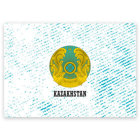 Поздравительная открытка с принтом KAZAKHSTAN / КАЗАХСТАН в городе Новоалтайск, 100% бумага | плотность бумаги 280 г/м2, матовая, на обратной стороне линовка и место для марки
 | flag | kazakhstan | qazaqstan | герб | захах | казахстан | кахахи | лого | нур султан | республика | символ | страна | флаг