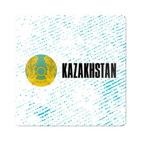 Магнит виниловый Квадрат с принтом KAZAKHSTAN / КАЗАХСТАН в городе Новоалтайск, полимерный материал с магнитным слоем | размер 9*9 см, закругленные углы | flag | kazakhstan | qazaqstan | герб | захах | казахстан | кахахи | лого | нур султан | республика | символ | страна | флаг