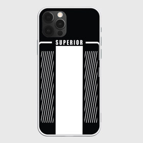 Чехол для iPhone 12 Pro Max с принтом SUPERIOR в городе Новоалтайск, Силикон |  | black | geometry | line | superior | геометрия | линии | лучший | надпись на английском | полосы | превосходящий | чёрный