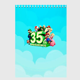 Скетчбук с принтом Mario в городе Новоалтайск, 100% бумага
 | 48 листов, плотность листов — 100 г/м2, плотность картонной обложки — 250 г/м2. Листы скреплены сверху удобной пружинной спиралью | 35 | mario | mario 3d all stars | mario 3d world | mario bros | super mario | марио