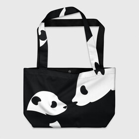 Пляжная сумка 3D с принтом Panda в городе Новоалтайск, 100% полиэстер | застегивается на металлическую кнопку; внутренний карман застегивается на молнию. Стенки укреплены специальным мягким материалом, чтобы защитить содержимое от несильных ударов
 | bearcat | coon bear | panda | бамбуковый медвед | большая панда | гигантская панда
