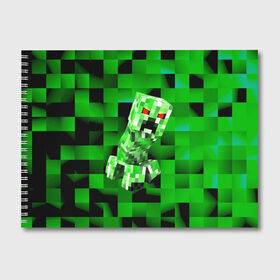 Альбом для рисования с принтом Minecraft creeper в городе Новоалтайск, 100% бумага
 | матовая бумага, плотность 200 мг. | Тематика изображения на принте: blox | creeper | dungeons | game | geometry | logo | pixel | steve | алекс | герои | детям | зелень | игра | квадраты | крипер | куб | логотипы игр | майнкрафт | мальчикам | мобы | персонажи | пиксель | пиксельный | подземелья