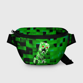 Поясная сумка 3D с принтом Minecraft creeper в городе Новоалтайск, 100% полиэстер | плотная ткань, ремень с регулируемой длиной, внутри несколько карманов для мелочей, основное отделение и карман с обратной стороны сумки застегиваются на молнию | blox | creeper | dungeons | game | geometry | logo | pixel | steve | алекс | герои | детям | зелень | игра | квадраты | крипер | куб | логотипы игр | майнкрафт | мальчикам | мобы | персонажи | пиксель | пиксельный | подземелья
