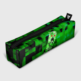 Пенал 3D с принтом Minecraft creeper в городе Новоалтайск, 100% полиэстер | плотная ткань, застежка на молнии | Тематика изображения на принте: blox | creeper | dungeons | game | geometry | logo | pixel | steve | алекс | герои | детям | зелень | игра | квадраты | крипер | куб | логотипы игр | майнкрафт | мальчикам | мобы | персонажи | пиксель | пиксельный | подземелья