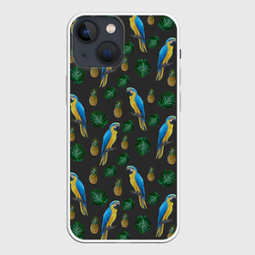 Чехол для iPhone 13 mini с принтом Попугай Ара в городе Новоалтайск,  |  | Тематика изображения на принте: ананас | ара | девушкам | животные | летнее | парням | пляжное | попугаи | природа | птицы | студентам | тропический лист | яркое
