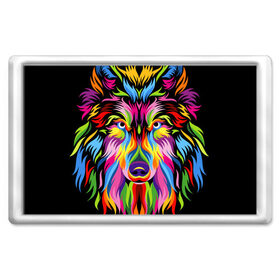Магнит 45*70 с принтом Neon wolf в городе Новоалтайск, Пластик | Размер: 78*52 мм; Размер печати: 70*45 | color | ears | eyes | muzzle | neon | nose | paint | skin | view | wolf | взгляд | волк | глаза | краска | неон | нос | уши | цвет | шерсть