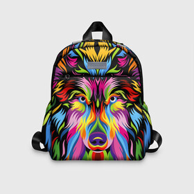 Детский рюкзак 3D с принтом Neon wolf в городе Новоалтайск, 100% полиэстер | лямки с регулируемой длиной, сверху петелька, чтобы рюкзак можно было повесить на вешалку. Основное отделение закрывается на молнию, как и внешний карман. Внутри дополнительный карман. По бокам два дополнительных кармашка | Тематика изображения на принте: color | ears | eyes | muzzle | neon | nose | paint | skin | view | wolf | взгляд | волк | глаза | краска | неон | нос | уши | цвет | шерсть
