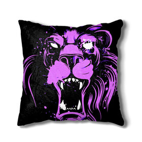 Подушка 3D с принтом Pink lion в городе Новоалтайск, наволочка – 100% полиэстер, наполнитель – холлофайбер (легкий наполнитель, не вызывает аллергию). | состоит из подушки и наволочки. Наволочка на молнии, легко снимается для стирки | ears | eyes | fangs | jaw | lion | mane | muzzle | neon | pink | глаза | грива | клыки | лев | неон | пасть | розовый | уши
