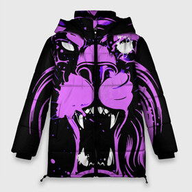 Женская зимняя куртка 3D с принтом Pink lion в городе Новоалтайск, верх — 100% полиэстер; подкладка — 100% полиэстер; утеплитель — 100% полиэстер | длина ниже бедра, силуэт Оверсайз. Есть воротник-стойка, отстегивающийся капюшон и ветрозащитная планка. 

Боковые карманы с листочкой на кнопках и внутренний карман на молнии | ears | eyes | fangs | jaw | lion | mane | muzzle | neon | pink | глаза | грива | клыки | лев | неон | пасть | розовый | уши