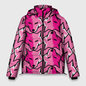 Мужская зимняя куртка 3D с принтом Pink pattern в городе Новоалтайск, верх — 100% полиэстер; подкладка — 100% полиэстер; утеплитель — 100% полиэстер | длина ниже бедра, свободный силуэт Оверсайз. Есть воротник-стойка, отстегивающийся капюшон и ветрозащитная планка. 

Боковые карманы с листочкой на кнопках и внутренний карман на молнии. | ears | eyes | fashion | muzzle | pattern | pink | vanguard | wolf | авангард | волк | глаза | мода | розовый | узор | уши