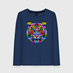 Женский лонгслив хлопок с принтом Color tiger в городе Новоалтайск, 100% хлопок |  | color | ears | eyes | muzzle | neon | tiger | vanguard | view | авангард | взгляд | глаза | неон | тигр | уши | цвет