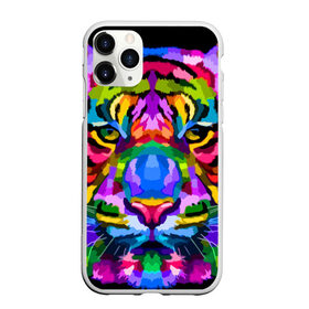 Чехол для iPhone 11 Pro Max матовый с принтом Neon tiger в городе Новоалтайск, Силикон |  | color | ears | eyes | muzzle | neon | tiger | vanguard | view | авангард | взгляд | глаза | неон | тигр | уши | цвет
