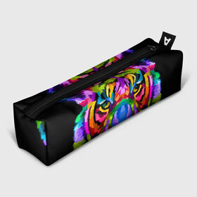 Пенал 3D с принтом Neon tiger в городе Новоалтайск, 100% полиэстер | плотная ткань, застежка на молнии | Тематика изображения на принте: color | ears | eyes | muzzle | neon | tiger | vanguard | view | авангард | взгляд | глаза | неон | тигр | уши | цвет