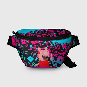 Поясная сумка 3D с принтом Roblox piggy/Свинка Пигги в городе Новоалтайск, 100% полиэстер | плотная ткань, ремень с регулируемой длиной, внутри несколько карманов для мелочей, основное отделение и карман с обратной стороны сумки застегиваются на молнию | game | piggy | roblox | блок | игра | игрушка | лего | майнкрафт | персонажи | персонажи из кубиков | пигги | роблокс | робот | свинка