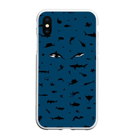 Чехол для iPhone XS Max матовый с принтом Fish в городе Новоалтайск, Силикон | Область печати: задняя сторона чехла, без боковых панелей | Тематика изображения на принте: dolphin | fish | killer whale | see life | shark | акула | дельфин | касатка | морские обитатели | рыба