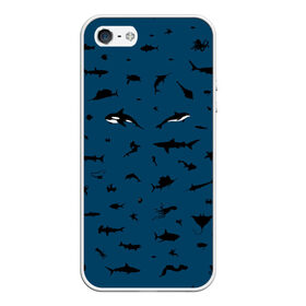 Чехол для iPhone 5/5S матовый с принтом Fish в городе Новоалтайск, Силикон | Область печати: задняя сторона чехла, без боковых панелей | Тематика изображения на принте: dolphin | fish | killer whale | see life | shark | акула | дельфин | касатка | морские обитатели | рыба