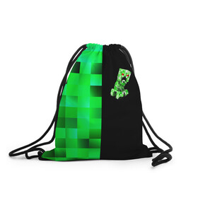 Рюкзак-мешок 3D с принтом MINECRAFT CREEPER в городе Новоалтайск, 100% полиэстер | плотность ткани — 200 г/м2, размер — 35 х 45 см; лямки — толстые шнурки, застежка на шнуровке, без карманов и подкладки | blox | creeper | dungeons | game | geometry | green | neon | pixel | steve | алекс | детям | зелень | игра | кислотный | крипер | куб | логотипы игр | майнкрафт | мальчикам | мобы | неоновый | пиксель | пиксельный | подземелья