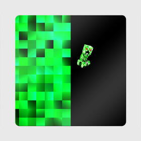Магнит виниловый Квадрат с принтом MINECRAFT CREEPER в городе Новоалтайск, полимерный материал с магнитным слоем | размер 9*9 см, закругленные углы | Тематика изображения на принте: blox | creeper | dungeons | game | geometry | green | neon | pixel | steve | алекс | детям | зелень | игра | кислотный | крипер | куб | логотипы игр | майнкрафт | мальчикам | мобы | неоновый | пиксель | пиксельный | подземелья