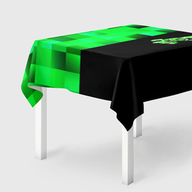 Скатерть 3D с принтом MINECRAFT CREEPER в городе Новоалтайск, 100% полиэстер (ткань не мнется и не растягивается) | Размер: 150*150 см | blox | creeper | dungeons | game | geometry | green | neon | pixel | steve | алекс | детям | зелень | игра | кислотный | крипер | куб | логотипы игр | майнкрафт | мальчикам | мобы | неоновый | пиксель | пиксельный | подземелья