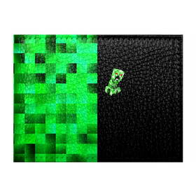 Обложка для студенческого билета с принтом MINECRAFT CREEPER в городе Новоалтайск, натуральная кожа | Размер: 11*8 см; Печать на всей внешней стороне | Тематика изображения на принте: blox | creeper | dungeons | game | geometry | green | neon | pixel | steve | алекс | детям | зелень | игра | кислотный | крипер | куб | логотипы игр | майнкрафт | мальчикам | мобы | неоновый | пиксель | пиксельный | подземелья