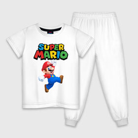 Детская пижама хлопок с принтом Super Mario в городе Новоалтайск, 100% хлопок |  брюки и футболка прямого кроя, без карманов, на брюках мягкая резинка на поясе и по низу штанин
 | game | mario kart live home circuit | super mario | super mario 3d world | super mario 64 | super mario galaxy | super mario sunshine | гумба | игра super mario | игра марио | йоши | купалинги | лакиту | луиджи | марио | надпись | нинтендо | 