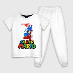 Детская пижама хлопок с принтом Super Mario в городе Новоалтайск, 100% хлопок |  брюки и футболка прямого кроя, без карманов, на брюках мягкая резинка на поясе и по низу штанин
 | game | mario kart live home circuit | super mario | super mario 3d world | super mario 64 | super mario galaxy | super mario sunshine | гумба | игра super mario | игра марио | йоши | купалинги | лакиту | луиджи | марио | надпись | нинтендо | 