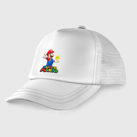 Детская кепка тракер с принтом Super Mario в городе Новоалтайск, Козырек - 100% хлопок. Кепка - 100% полиэстер, Задняя часть - сетка | универсальный размер, пластиковая застёжка | game | mario kart live home circuit | super mario | super mario 3d world | super mario 64 | super mario galaxy | super mario sunshine | гумба | игра super mario | игра марио | йоши | купалинги | лакиту | луиджи | марио | надпись | нинтендо | 