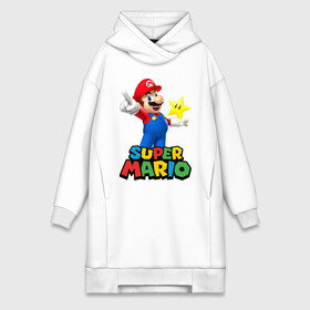 Платье-худи хлопок с принтом Super Mario в городе Новоалтайск,  |  | game | mario kart live home circuit | super mario | super mario 3d world | super mario 64 | super mario galaxy | super mario sunshine | гумба | игра super mario | игра марио | йоши | купалинги | лакиту | луиджи | марио | надпись | нинтендо | 