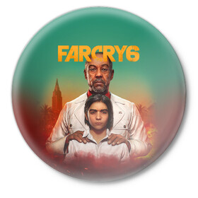 Значок с принтом FarCry 6 в городе Новоалтайск,  металл | круглая форма, металлическая застежка в виде булавки | america | far cry | far cry 6 | farcry | montana | usa | америка | врата эдема | знак | культ | секта | сша | эдем