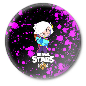 Значок с принтом Brawl Stars/Колетта в городе Новоалтайск,  металл | круглая форма, металлическая застежка в виде булавки | Тематика изображения на принте: bibi | crow | koletta | leon | nita | sandy | wings | бравл старс | брызги | герои | девочкам | демон | детям | единорог | звезда | звездные | колетт | краска | крылья | леон | логотипы игр | неоновые | персонажи | сенди