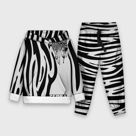 Детский костюм 3D (с толстовкой) с принтом Zebra в городе Новоалтайск,  |  | Тематика изображения на принте: животное | зебра | полосы | черный | штрихкод