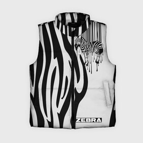 Женский жилет утепленный 3D с принтом Zebra в городе Новоалтайск,  |  | Тематика изображения на принте: животное | зебра | полосы | черный | штрихкод