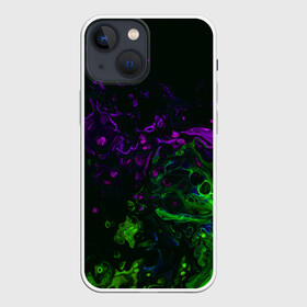 Чехол для iPhone 13 mini с принтом Acid в городе Новоалтайск,  |  | Тематика изображения на принте: abstraction | circles | paint | stains | violet | watercolor | абстракция | акварель | кислотный | краски | круги | разводы | салатовый | фиолетовый