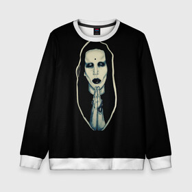 Детский свитшот 3D с принтом Marilyn Manson в городе Новоалтайск, 100% полиэстер | свободная посадка, прямой крой, мягкая тканевая резинка на рукавах и понизу свитшота | manson | marilyn | marilyn manson | мэнсон | мэрилин | мэрилин мэнсон
