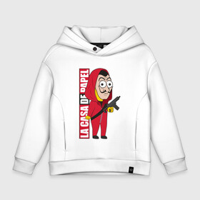 Детское худи Oversize хлопок с принтом Dali in style Simpson в городе Новоалтайск, френч-терри — 70% хлопок, 30% полиэстер. Мягкий теплый начес внутри —100% хлопок | боковые карманы, эластичные манжеты и нижняя кромка, капюшон на магнитной кнопке | Тематика изображения на принте: la casa de papel | simpson | бумажный дом | дали | сальвадор
