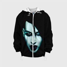 Детская куртка 3D с принтом Marilyn Manson в городе Новоалтайск, 100% полиэстер | застежка — молния, подол и капюшон оформлены резинкой с фиксаторами, по бокам — два кармана без застежек, один потайной карман на груди, плотность верхнего слоя — 90 г/м2; плотность флисового подклада — 260 г/м2 | goth | gothic | manson | marilyn | metal | mm | music | rock | гот | готы | метал | мэнсон | мэрилин | рок