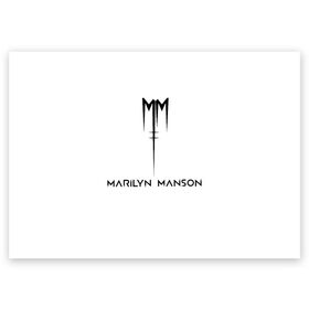 Поздравительная открытка с принтом Marilyn Manson в городе Новоалтайск, 100% бумага | плотность бумаги 280 г/м2, матовая, на обратной стороне линовка и место для марки
 | manson | marilyn | marilyn manson | мэнсон | мэрилин | мэрилин мэнсон