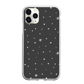 Чехол для iPhone 11 Pro Max матовый с принтом Снежинки и звёзды в городе Новоалтайск, Силикон |  | Тематика изображения на принте: белый | звезда | зима | небо | снег | снежинка | чёрный