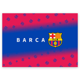 Поздравительная открытка с принтом BARCELONA / БАРСЕЛОНА в городе Новоалтайск, 100% бумага | плотность бумаги 280 г/м2, матовая, на обратной стороне линовка и место для марки
 | Тематика изображения на принте: barca | barcelona | barsa | barselona | fcb | logo | messi | барса | барселона | знак | клуб | лого | логотип | логотипы | месси | символ | символы | футбол | футбольная | футбольный