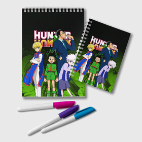 Блокнот с принтом Hunter x Hunter в городе Новоалтайск, 100% бумага | 48 листов, плотность листов — 60 г/м2, плотность картонной обложки — 250 г/м2. Листы скреплены удобной пружинной спиралью. Цвет линий — светло-серый
 | Тематика изображения на принте: anime | hunter x hunter | аниме | гон фрикс | манга | охотник х охотник | хантер хантер | хантеры