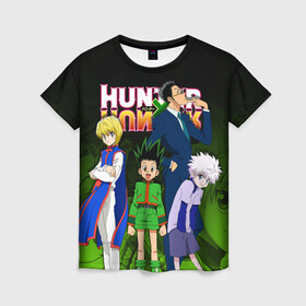 Женская футболка 3D с принтом Hunter x Hunter в городе Новоалтайск, 100% полиэфир ( синтетическое хлопкоподобное полотно) | прямой крой, круглый вырез горловины, длина до линии бедер | anime | hunter x hunter | аниме | гон фрикс | манга | охотник х охотник | хантер хантер | хантеры