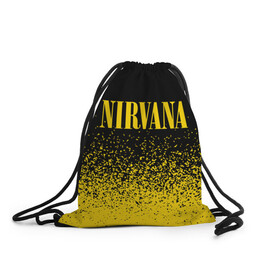 Рюкзак-мешок 3D с принтом NIRVANA / НИРВАНА в городе Новоалтайск, 100% полиэстер | плотность ткани — 200 г/м2, размер — 35 х 45 см; лямки — толстые шнурки, застежка на шнуровке, без карманов и подкладки | band | cobain | face | kurt | logo | music | nirvana | rock | rocknroll | группа | кобейн | курт | лого | логотип | музыка | музыкальная | нирвана | рожица | рок | рокнролл | символ