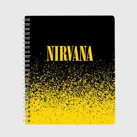 Тетрадь с принтом NIRVANA НИРВАНА в городе Новоалтайск, 100% бумага | 48 листов, плотность листов — 60 г/м2, плотность картонной обложки — 250 г/м2. Листы скреплены сбоку удобной пружинной спиралью. Уголки страниц и обложки скругленные. Цвет линий — светло-серый
 | band | cobain | face | kurt | logo | music | nirvana | rock | rocknroll | группа | кобейн | курт | лого | логотип | музыка | музыкальная | нирвана | рожица | рок | рокнролл | символ