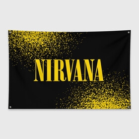 Флаг-баннер с принтом NIRVANA НИРВАНА в городе Новоалтайск, 100% полиэстер | размер 67 х 109 см, плотность ткани — 95 г/м2; по краям флага есть четыре люверса для крепления | 