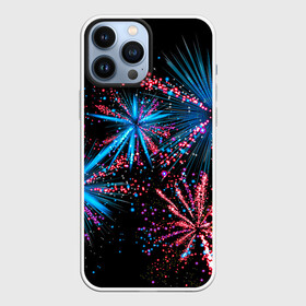 Чехол для iPhone 13 Pro Max с принтом Праздничный фейерверк в городе Новоалтайск,  |  | Тематика изображения на принте: happy | new year | блестящие | взрыв | день рождения | звезды | искры | лучи | неоновые | новогодние | новый год | ночные | ночь | огни | подарок | праздник | радость | рождество | салют | свадьба | свет