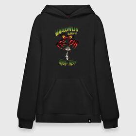 Худи SuperOversize хлопок с принтом Halloween Is Hare! в городе Новоалтайск, 70% хлопок, 30% полиэстер, мягкий начес внутри | карман-кенгуру, эластичная резинка на манжетах и по нижней кромке, двухслойный капюшон
 | bugs bunny | gossamer | looney tunes | vdzabma | багз банни | госсамер | луни тюнз