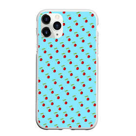 Чехол для iPhone 11 Pro Max матовый с принтом Узор с вишни на голубом фоне в городе Новоалтайск, Силикон |  | Тематика изображения на принте: вишенки | вишни | декор | лето | плоды | узор | фрукты | черешни | ягоды