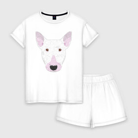 Женская пижама с шортиками хлопок с принтом Для Любителей Бультерьеров в городе Новоалтайск, 100% хлопок | футболка прямого кроя, шорты свободные с широкой мягкой резинкой | 